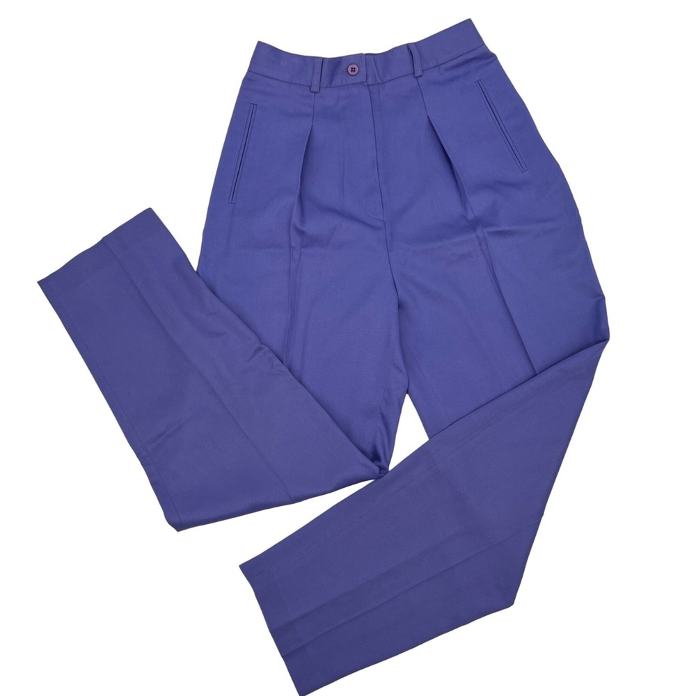Vintage 80s KGR Nordstrom Periwinkle 100% Rayon‎ Pants High Waist  Pin-Up
